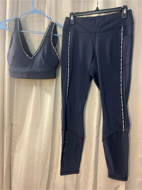 Tommy Hilfiger Navy Side-Strip Active Leggings & Sports Bra Set